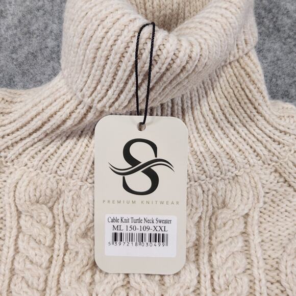 Saol Ireland Womens 2XL 100% Merino Wool Cableknit Turtleneck Pullover Sweater - Picture 8 of 13